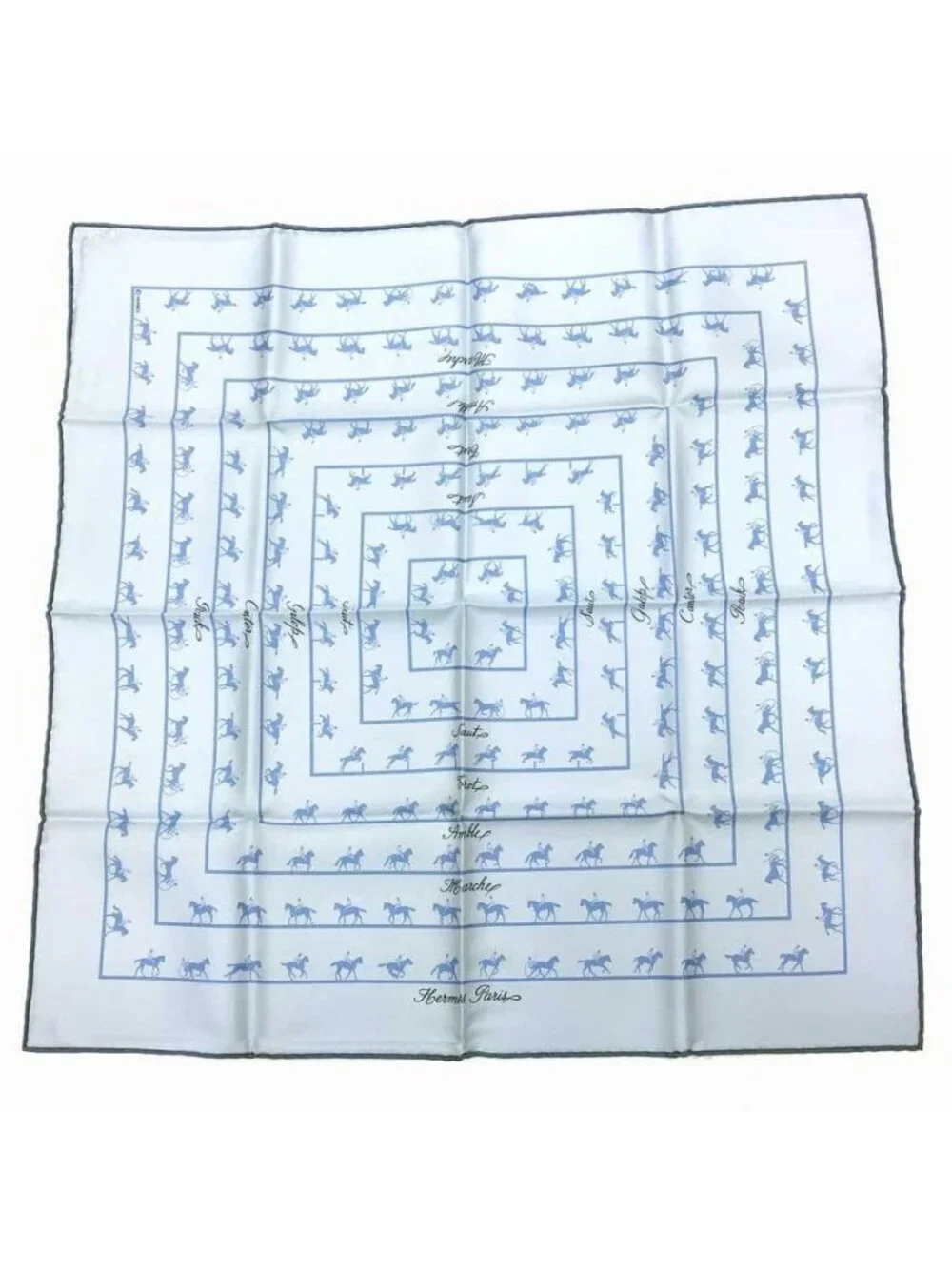 Hermes Scarf Horse Pattern Blue